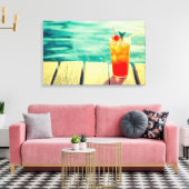 Toile Bar de piscine à coucher de soleil rétro (Insitu(Salon))