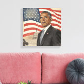 Toile Barack Obama devant le drapeau américain et le Cap (Insitu(Salon))