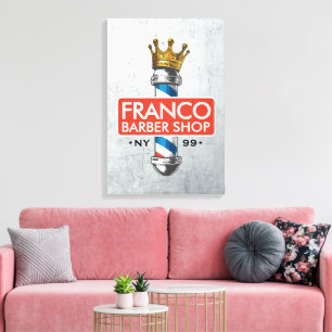 Toile Barber Hair Shop King Crown Barber Pole Hair Salon