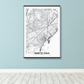 Toile Barcelone, Espagne | Plan de ville (Insitu (Plancher de Bois))