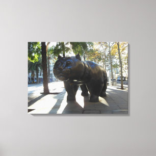Toile Barcelone Espagne Statue du chat sur Las Ramblas