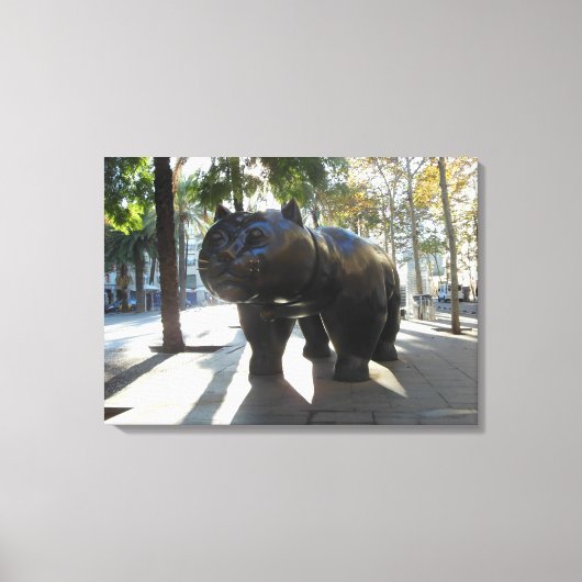Toile Barcelone Espagne Statue du chat sur Las Ramblas (Recto)