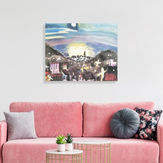 Toile Barcelone la nuit par Walter Gramatte (Insitu(Salon))