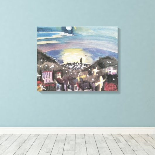 Toile Barcelone la nuit par Walter Gramatte (Insitu (Plancher de Bois))