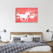 Toile Barne rouge Bois Galloping Chevaux Silhouette (Insitu(Chambre))