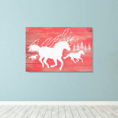 Toile Barne rouge Bois Galloping Chevaux Silhouette (Insitu (Plancher de Bois))
