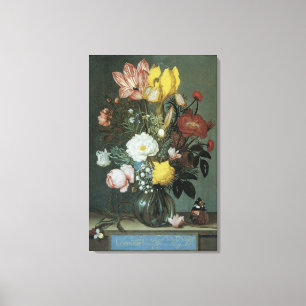 Toile Baroque Vintage, Bouquet de Fleurs dans un Vase en