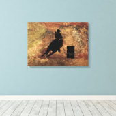 Toile Barrel Racing Girl Silhouette on a Grunge Texture (Insitu (Plancher de Bois))