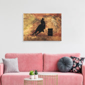 Toile Barrel Racing Girl Silhouette on a Grunge Texture (Insitu(Salon))