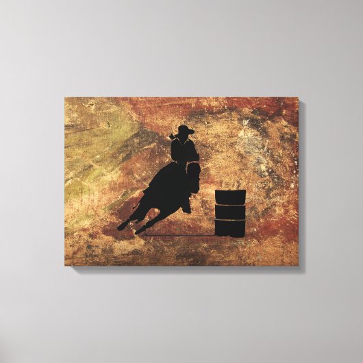 Toile Barrel Racing Girl Silhouette on a Grunge Texture (Recto)