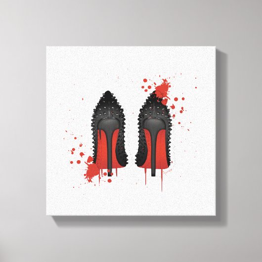 Toile Bas rouge stilettos chaussures talons hauts & spat (Recto)
