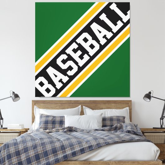 Toile BASEBALL Amusant Dynamique Vert Noir Orange Rayure (Insitu(Chambre))