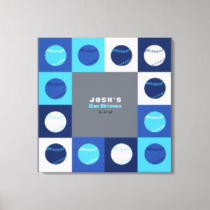 Toile BASEBALL Bar Bat mitzvah Connexion Carte mémoire