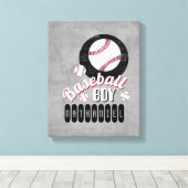 Toile baseball boy sport quote ajouter votre nom gris (Insitu (Plancher de Bois))