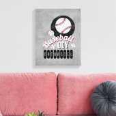 Toile baseball boy sport quote ajouter votre nom gris (Insitu(Salon))