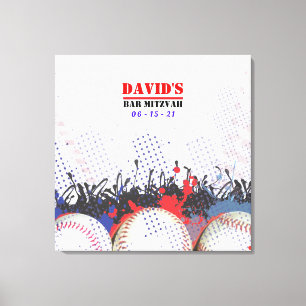 Toile BASEBALL SPLATTER Bar Mitzvah Connexion Carte mémo
