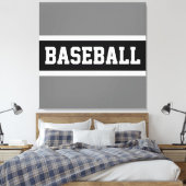 Toile BASEBALL Sportif Athlète Noir Blanc Gris Gris (Insitu(Chambre))