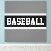 Toile BASEBALL Sportif Athlète Noir Blanc Gris Gris (Insitu (Plancher de Bois))