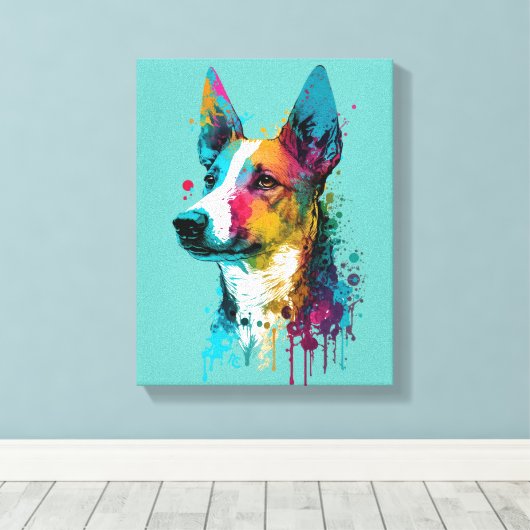 Toile Basenji - Graffiti Neon Enk Splash (Insitu (Plancher de Bois))