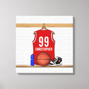 Toile Basket-ball rouge et blanc personnalisé Jersey