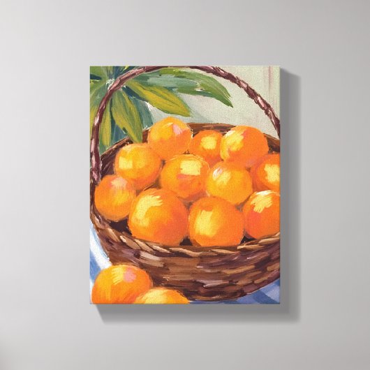Toile Basket of Oranges Fruit Citrus Painting (Recto)