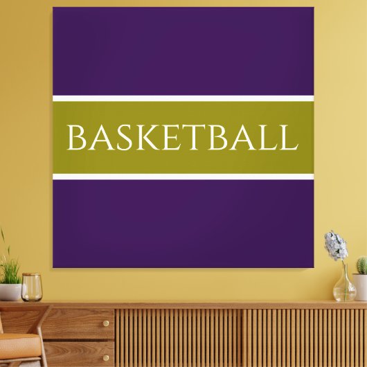 Toile BASKETBALL Athlétique Violet Olive Doré Rayures (Insitu(Salon))
