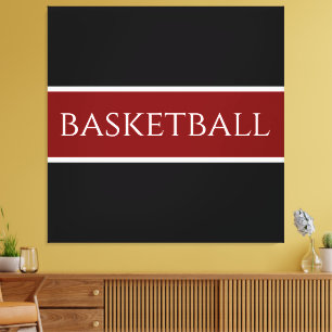 Toile BASKETBALL Texte Athlétique Rayures Rouge Foncé No
