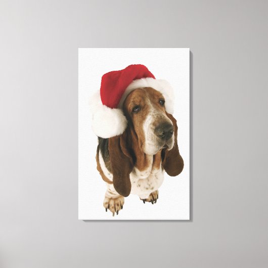 Toile Basset hound à Santa hat (Recto)