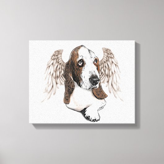 Toile Basset Hound Angel (Recto)
