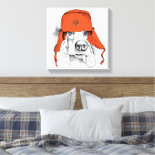 Toile Basset Hound | Casquette rouge Ushanka (Insitu(Chambre))