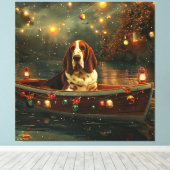 Toile Basset Hound Noël Festive Voyage (Insitu (Plancher de Bois))