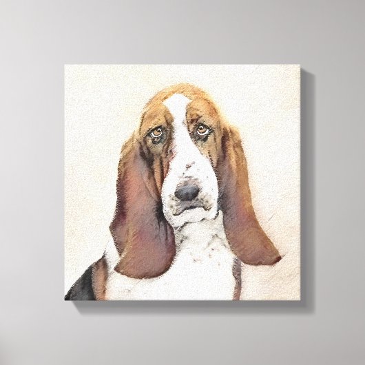 Toile Basset Hound Peinture - Cute Original Chien Art (Recto)