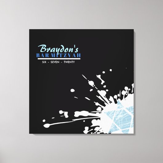 Toile BAT MITZVAH de la barre d'étoiles BLUE SPLATTER Co (Recto)