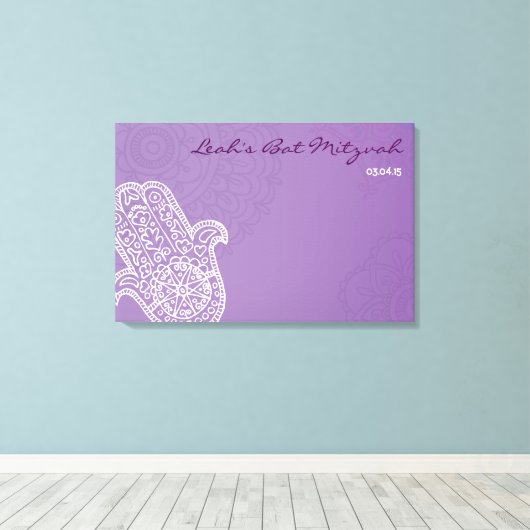 Toile Bat mitzvah Hemsa Canvas Connexion Carte-violet (Insitu (Plancher de Bois))