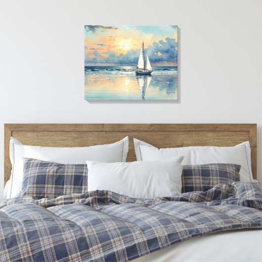 Toile Bateau À Voile Aquarelle Sur Peinture Océanique (Insitu(Chambre))