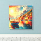 Toile Bateau à voile sur eaux calmes (Insitu (Plancher de Bois))