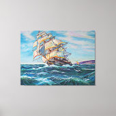 Toile Bateau à voile sur les eaux Rouges Peinture d'Art (Recto)