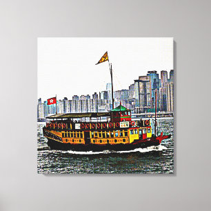 Toile Bateau chinois Victoria Harbour Hong Kong