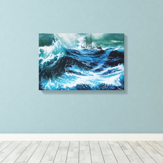 Toile Bateau dans la mer dans la tempête (Insitu (Plancher de Bois))