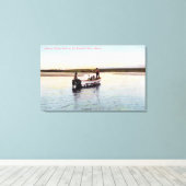 Toile Bateau de pêche Eskimo sur la rivière (Insitu (Plancher de Bois))