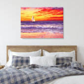 TOILE BATEAU DE PLAGE SUNSET STRETCHÉ CANVAS ART IMPRIME (Insitu(Chambre))