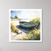 Toile Bateau de rangée abandonné sur la côte (Recto)