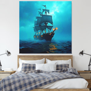 Toile Bateau fantôme sur le design Stormy Seas