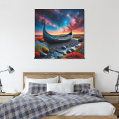 Toile Bateau long Viking sur un paysage vibrant (Insitu(Chambre))