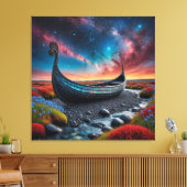 Toile Bateau long Viking sur un paysage vibrant (Insitu(Salon))