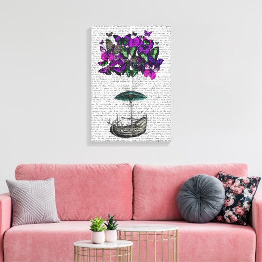 Toile Bateau papillon 2 violet et vert (Insitu(Salon))