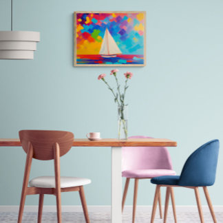 Toile bateau peint en mer