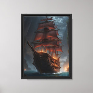 Toile Bateau pirate aux chandelles dans Stormy Canyon