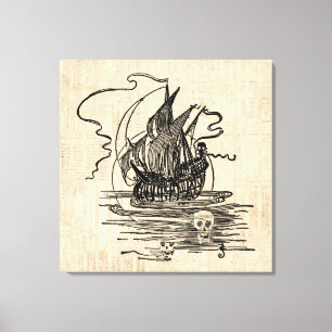 Toile Bateau pirate avec crânes Vintage Pirate Art