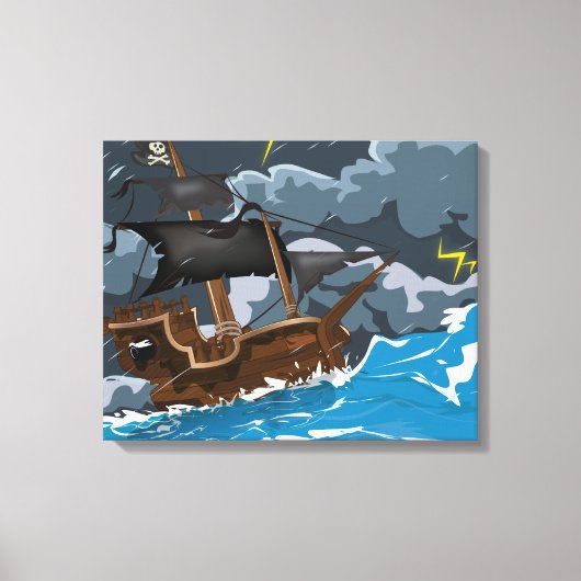 Toile Bateau pirate dans la tempête (Recto)